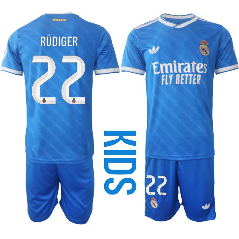 Youth 2025-2026 Club Real Madrid away blue #22 Soccer Jersey->youth soccer jersey->Youth Jersey